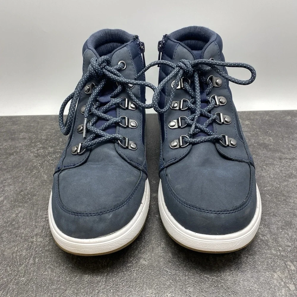 Cat & Jack Damien Boots Boys Size 6 Navy Blue Side Zip Lace Up Shoes F00011213
